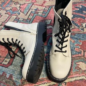 Sincerely Jules White and Black Combat Boots
